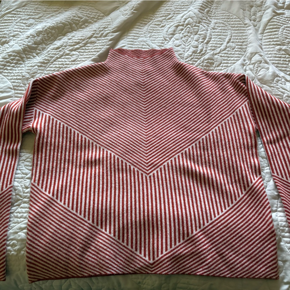 Cynthia Rowley orange and White Striped Sweater